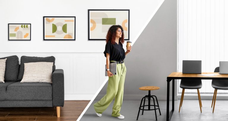 A imagem mostra alguém que fez transição de carreira para Design